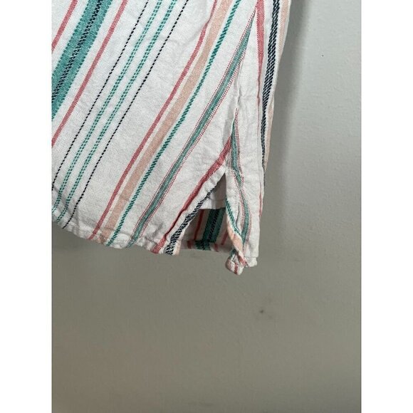 Lane Bryant Coastal Linen Top 18 Red Stripe Boho Retro Euro Summer Preppy Relax - Picture 11 of 14